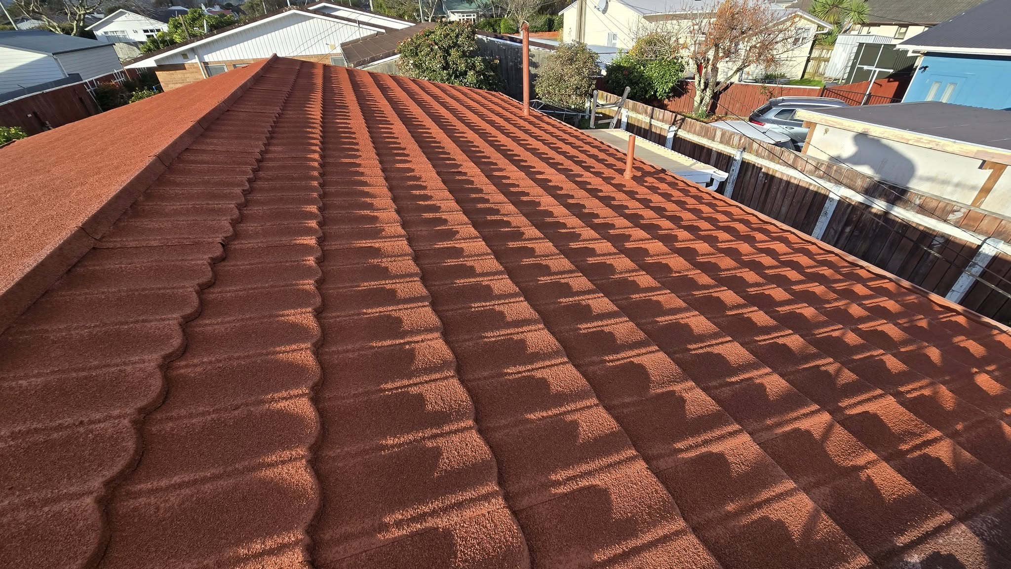Angled tiled roof